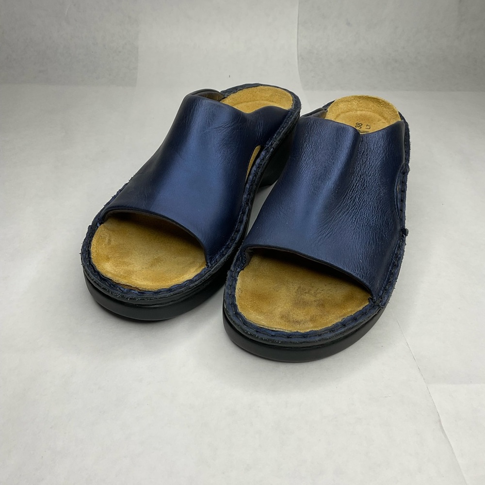 Naot Women's Size 38 ROME Blue Comfort Platform Slip on Sandals Israel